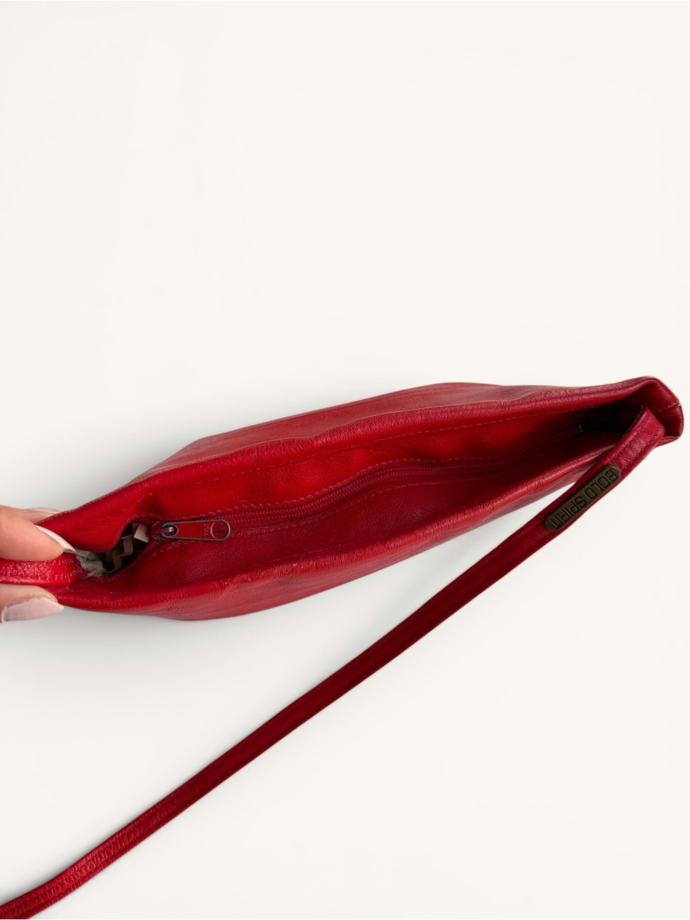 Vintage Red Leather Crossbody Bag - Bold Spirit Vintage - Picture 9 of 16